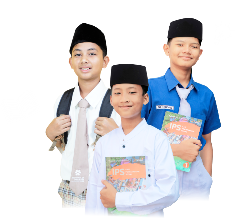 Santri IIBS dengan buku pelajaran